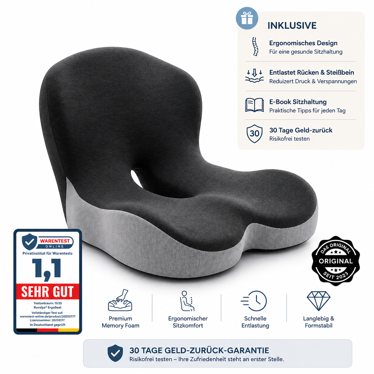 Ruvelya® ErgoSeat Orthopädisches Sitzkissen